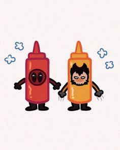 two crayons with faces drawn on them, one is holding the other's hand