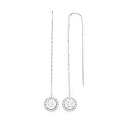 These gorgeous sterling silver cubic zirconia halo drop earrings are a must-add to your fine jewelry collection. Click on this JEWELRY & WATCHES GUIDE to learn about fit, styles, materials and more! These gorgeous sterling silver cubic zirconia halo drop earrings are a must-add to your fine jewelry collection. Click on this JEWELRY & WATCHES GUIDE to learn about fit, styles, materials and more! Metal: sterling silver Backings: arched wire Finish: polished Additional details: cubic zirconia accen White Gold Bridal Earrings With Halo Cubic Zirconia, Silver Diamond Dangle Earrings With Halo Setting, Diamond White Cubic Zirconia Linear Earrings, Silver Cubic Zirconia Diamond Earrings With Halo, Silver Sterling Linear Earrings With Brilliant Cut, Silver Halo Cubic Zirconia Diamond Earrings, Silver Sterling Brilliant Cut Linear Earrings, Silver Halo Diamond Earrings In Sterling Silver, Cubic Zirconia Dangle Jewelry With Halo Setting