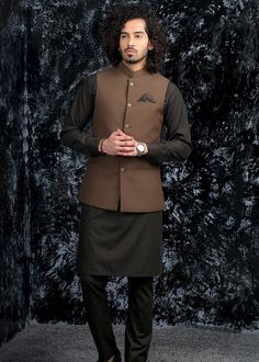 Casual And Formal Waistcoats By Top Designers – LAAM Black Shalwar Kameez With Waist Coat Men, Waist Coat Designs Men, Coat Suit For Men, Waist Coat Men, Gents Wear, Waistcoat Outfit, Man Dress Design, Waistcoat Designs, Prince Coat