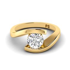 a yellow gold ring with a diamond in the center