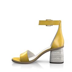 Summer Strap Sandals 32510 | Girotti Modern Yellow High Heel Sandals, Yellow Formal Sandals With Sculpted Heel, Yellow Sandals With Wooden High Heel, Yellow High Heel Sandals With Wooden Heel, Yellow Sandals With Sculpted Heel For Formal Occasions, Modern Yellow Open Toe Heels, Elegant Yellow Leather Sandals, Modern Yellow Sandals With Open Heel, Spring Orange Leather Heels