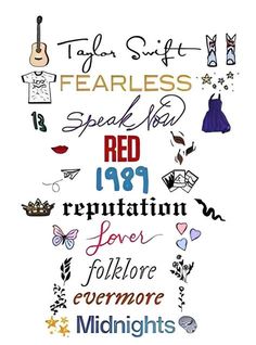 a poster with the words fearless and red on it's bottom half, surrounded by other