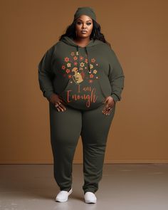 Our collection of womens plus size simple solid color printed long sleeve hoodies and sweatpants apparel is stylish, casual clothing designed for women who need plus sizes. This collection combines minimalist styles with printed elements to give you the perfect combination of comfort, style and personality.In terms of design, we adopt a simple style design and focus on comfort and ease of wearing. The long-sleeved hoodie provides you with extra warmth and adapts to different season needs. The solid color design makes the clothes more versatile and easy to match with other clothing. The addition of printing elements adds a touch of vitality and personality to the clothing, showing your unique taste and style through different printing patterns.Sweatpants are a classic choice in casual cloth Sweatpants Outfit, Hoodie And Sweatpants, Sweatpants Set, Fashion Sense, Long Sleeve Hoodie, Simple Style, Minimalist Fashion, Sweatpants, Comfort Fit