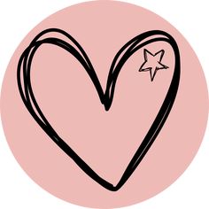 a drawing of a heart with a star on it's side in a pink circle