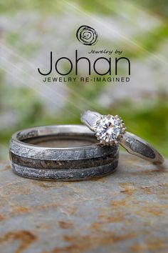 Meteorite Wedding Rings Meteorite Engagement Ring Women, Meteorite Rings, Jewelry By Johan, Handmade Wedding Rings