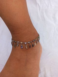 "Color: silver Material: 925 Sterling Silver Weight:2.75 grams height : 1.3cm bracelet length: 22cm 5 cm extension (27cm) Delicate ankle bracelet, colorful anklet, 8.5 + 1.5\" adjustable chain extender. Please make sure this size fits your ankle. If you need a different length, simply indicate your desired length in the note box at checkout, and we'll gladly make it for you All items are packed in an elegant jewelry box and ready to give as a gift. If you would like us to send the jewelry direct Gift To Girlfriend, Blue Anklet, To Girlfriend, Silver Anklet, Minimal Necklace, Amulet Necklace, Note Box, Silver Anklets, Chain Extenders