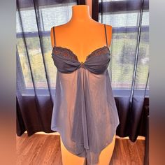 Another One Of Those Beautiful Things I Bought, But Never Wore Excellent Brand New Condition Size Small Blue Lace Trim Sleepwear With Spaghetti Straps, Light Blue Sleeveless Sleepwear With Lace Trim, Sheer Blue Camisole Sleepwear, Blue Sheer Camisole Sleepwear, Blue Camisole Sleepwear With Built-in Bra, Blue Sheer Vintage Sleepwear, Vintage Light Blue Sleepwear With Lace Trim, Blue Lingerie, Fairy Costume