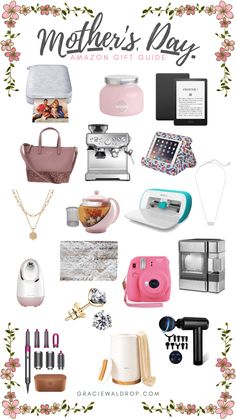 the mother's day gift guide is shown here