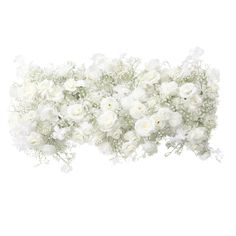 2 pcs/pk Premade Rose and Baby's Breath Flower Backdrop Arch/Table Runner Decor - White Table Runner Decor, Flower Backdrops, Arch Table, Backdrop Arch, Banquet Chair Covers, Cake And Cupcake Stand, Crystal Centerpieces, Table Overlays, Artificial Greenery