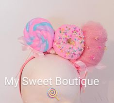 Sweets Headband with some of your favorite goodies 🍭🍩 Swirl Lollipop, Cotton Candy Hair, Swirl Lollipops, Candy Hair, Pink Icing, Pink Headbands, Pink Cotton Candy, Holiday Deals, Hair Accessories Headbands