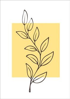 a line drawing of a leaf on a yellow background