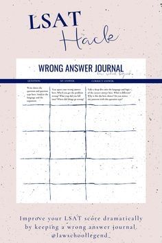 the wrong answer journal is shown