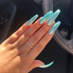 Pinterest Aqua Color Nails, Bright Summer Nails, Long Acrylic Nail Designs, Nail Art Designs Summer, Color Nails, Acrylic Nail Art, Nailed It, Nail Art Summer, Aqua Color