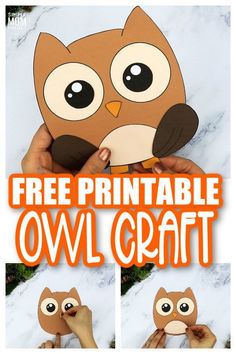 an owl craft is shown with the words free printable owl craft