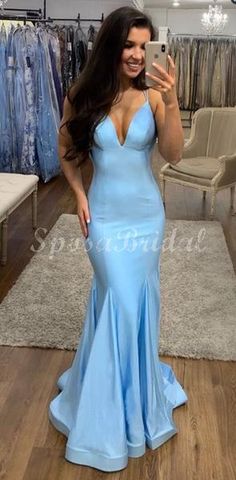 Spaghetti Straps Blue Mermaid Satin Long Simple Fshion Prom Dresses PD1416#promdresses #longpromdresses #longpromdress #promdress #eveningdress #partydresses #fashiondresses #elegantpromdresses #modestpromdresses Blue Mermaid Prom Dress, Prom 2020, Prom Dresses Long Mermaid, Blue Mermaid, Pageant Dress, Satin Prom Dress, Mermaid Skirt, Mermaid Gown, Prom Dresses Blue