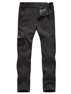 men's cargo pants with pockets and zippers on the side, black color