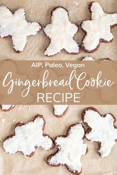 gingerbread cookies with white icing and powdered sugar in the shape of snowflakes