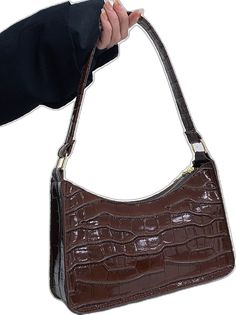 Trendy Crocodile Pattern Baguette Bag For Everyday, Chic Crocodile Pattern Baguette Bag For Daily Use, Chic Crocodile Pattern Rectangular Baguette Bag, Chic Rectangular Crocodile Pattern Baguette Bag, Chic Rectangular Baguette Bag With Crocodile Pattern, Elegant Bags, Brown Pattern, Color Coffee, Baguette Bag