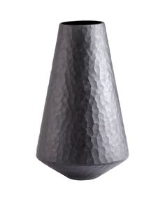 a gray vase is shown on a white background