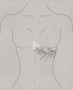 a drawing of a woman's torso with leaves on the side and behind her