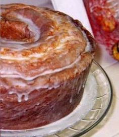 a cake sitting on top of a glass plate