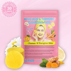 Exfoliating Pads, Cleansing Pads, Baby Soft Skin, Improve Skin Tone, Turmeric Root, Kojic Acid, Chamomile Flowers, Even Out Skin Tone, Facial Cleansing