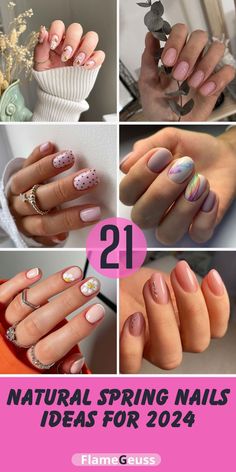 Spring Natural Nails, Natural Nail Ideas, Natural Nails Manicure, Soft Pink Nails, Mint Green Nails, Spring Nails Ideas, Natural Nail Designs, Elegant Nail Designs