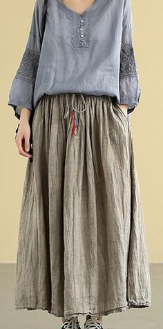 Casual linen loose fitting Women's Skirts Skirt Organza, Linen Skirts, Maxi Skirts Summer, Skirts Summer, Simple Skirt, Women Skirts, Organza Fabric, Linen Skirt, Women's Skirts