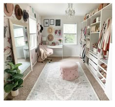 a room with lots of closet space and furniture