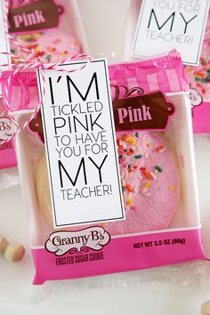 i'm tickled pink to have you for my teacher? cookies with sprinkles