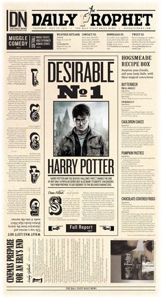 the front page of a newspaper with harry potter on it