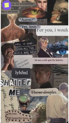 the collage has many different pictures and words on it, including an image of a man