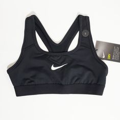 Nike Girl Dri-Fit Black And White Sports Bra Brand New With Tags Size: Small Any Questions? Please Ask. Thank You For Viewing This Item. Fitted Black Activewear, Basic Black Top For Sports Events, Basic Black Tops For Sports Events, Sport Bra Nike, Nike Black Sports Bra, Nike Dance, Nike Sports Bra With Built-in Bra For Training, Nike Sleeveless Sports Bra With Go-dry, Nike Girl