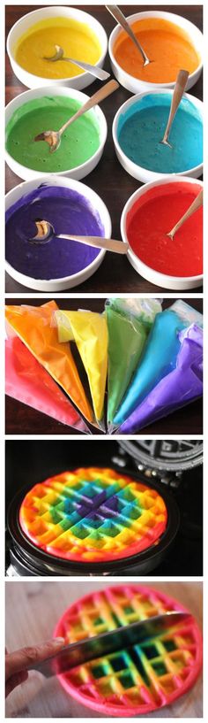 the process of making rainbow colored paper plates