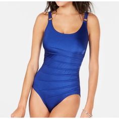 Item: Calvin Klein Swimwear Starburst One Piece Swimsuit Nwt Women's Royal Blue Size: 6 Features: -Solid Royal Blue -Front Pleated Detail -Built In Bra -Sleeveless -Lined -Upf 50+ Sun Protection -Nylon/Polyester/Spandex Blend Condition: New With Tags, No Flaws, Hygienic Liner Still In Place Measurements While Lying Flat: Pit-Pit: 13 In Length: 26.5 In Hip: 12 In Let Us Know If You Have Any Questions! Tags: Calvin Klein, Bathing Suits, Swimsuits, One Pieces, Blue, Royal Blue, Sleeveless, Built In Calvin Klein Swimwear For Swimming, Calvin Klein Blue Swimwear For Summer, Calvin Klein Swimsuit, Full Coverage Swimsuit, Calvin Klein One, Calvin Klein Swimwear, Bathing Suits One Piece, Blue One Piece Swimsuit, Size 12 Women