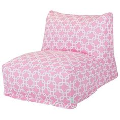 a pink chair with white links on it