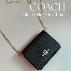 New With Tag And Gift Receipt Refined Pebble Leather Two Credit Card Slots Snap Closure, Fabric Lining Outside Open Pocket Detachable Chain Strap With 23 1/4" Drop For Shoulder Or Crossbody Wear 4" (L) X 3" (H) X 1" (W) Style No. C0059 Black Wallet With Chain For Everyday Use, Black Chain Wallet For Everyday Use, Black Wallets With Chain Strap For Everyday Use, Black Wallets With Chain Strap, Black Rectangular Wallet With Chain Strap, Black Rectangular Wallets With Chain Strap, Black Wallet On Chain For Everyday, Elegant Black Wallet, Coach Wallets With Chain Strap For Everyday Use