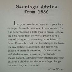 a letter from jane wilson to her husband, marriage advice for him and her