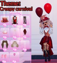 Creepy clown DTI    #clown #dresstoimpress #carnival #outfit #inspo #fyp #fashion #idea Creepy Dti Outfit, Dti Carnival Clown, Clown Dti Outfit, Dti Creepy Carnival, Dti Carnival Outfit Theme, Dress To Impress Creepy Carnival, Clown Dress To Impress, Carnival Outfit