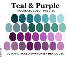 the teal and purple color palette is shown