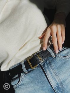 Ysl Womens Belt, Saint Laurent Belts, Trendy Belts For Women 2023, Leather Belt Women Outfit, Ysl Belt Outfit Women, Classy Belts For Women, Saint Laurent Belt Outfit, Ysl Belt Outfit, Belt Outfit Aesthetic