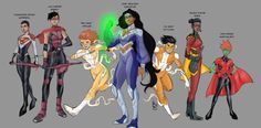 an artist's rendering of the female characters from dc comics