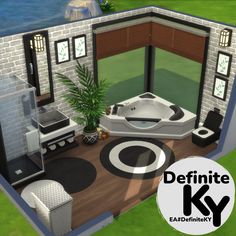 Sims 4 Base Game Loft House, Sims4 Room Cc Patreon, Sims 4 Big Bathroom Ideas, Sims 4 Garage Ideas, Sims Gaming Room, Sims 4 Basegame Rooms, Sims House Ideas Interiors, The Sims House Plans, The Sims House Ideas