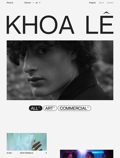 the front page of khoa lee's website, with an image of a man