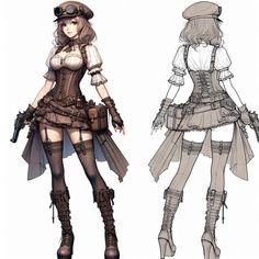 ArtStation - Steampunk girl Victorian Fashion Aesthetic, Steampunk Fashion Art, Steampunk Oc, Steampunk Character Design, Steampunk Female, Steampunk Outfits Women, Dress For Chubby Ladies, Steampunk Character