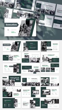 an image of a bunch of green and white powerpoint slideshows with the title executive