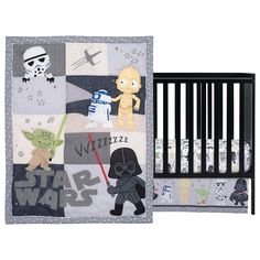 a baby crib bedding set with star wars theme