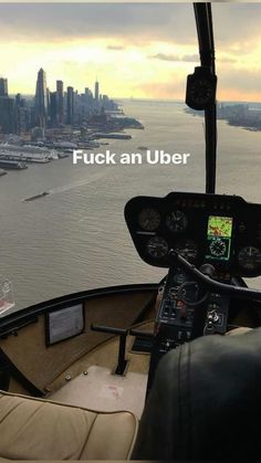 an airplane cockpit with the words fock an uber on it