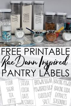 the free printable rae dam inspired pantry labels are great for organizing and storing items