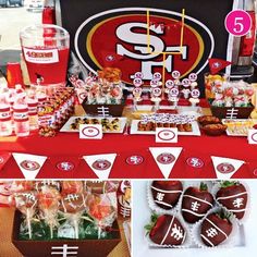 a football themed party with snacks and treats